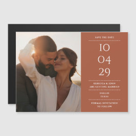 テラコッタ モダン ウェディング 写真付き結婚式招待状 マグネット招待状