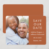 テラコッタ モダン カップル フォト ウェディング セーブザデート (正面/裏面)