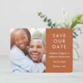 テラコッタ モダン カップル フォト ウェディング セーブザデート (スタンド正面)