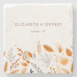 テラコッタ モダン スクリプト エレガント オータム ウェディング ストーンコースター