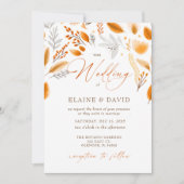 テラコッタ モダン スクリプト エレガント オータム ウェディング 招待状 (正面)