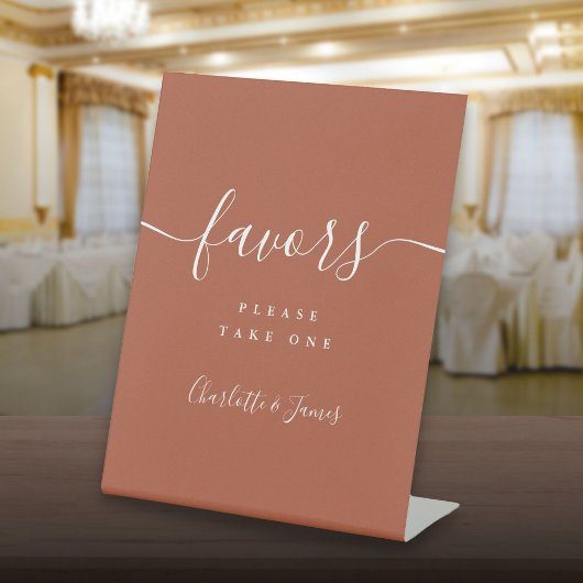 テラコッタ モダン スクリプト 結婚式 サンクスギフト テーブル 台座サイン