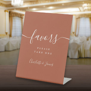 テラコッタ モダン スクリプト 結婚式 サンクスギフト テーブル 台座サイン