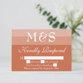 テラコッタ モダン スクリプト 結婚式 RSVP カード (スタンド正面)