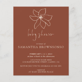 テラコッタ モダン ボタニカル ベビーシャワー チラシ