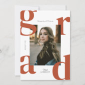 テラコッタ モダン ボールド クラスオブ2024 卒業式 招待状 (正面)