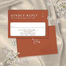 テラコッタ モダン ミニマリスト モノグラム ウェディング 出欠カード