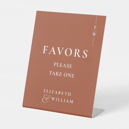 テラコッタ モダン モノグラム ウェディング ギフト 台座サイン (正面)