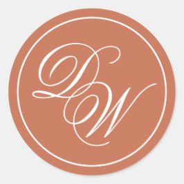 テラコッタ モノグラム シンプル ブラウン ホワイト スクリプト ラウンドシール
