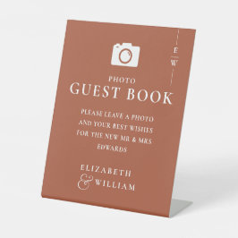 テラコッタ モノグラム フォト ゲストブック ウェディング 台座サイン
