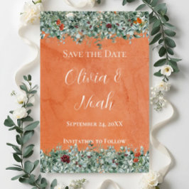 テラコッタ ユーカリプタス バーガンディ オレンジ フローラル STD 招待状