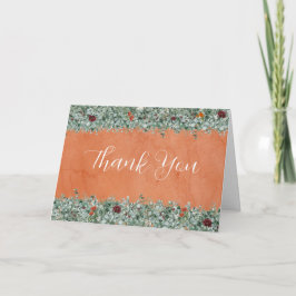 テラコッタ ユーカリプタス ワインレッド オレンジ フローラル サンキューカード