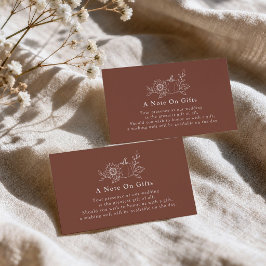 テラコッタ・ラスティックな秋の結婚式 ギフトについてのメモ エンクロージャーカード