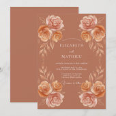 テラコッタ ラスティック オータム ウェディング 招待状 (正面/裏面)