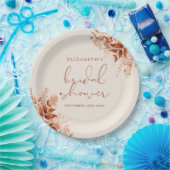 テラコッタ ラスティック フラワーブライダルシャワー ペーパープレート (パーティー)