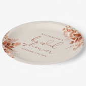 テラコッタ ラスティック フラワーブライダルシャワー ペーパープレート (アングル)
