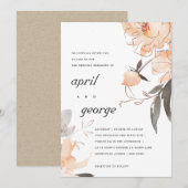 テラコッタ ラスト 水彩 フラワーのウェディング 招待状 (正面/裏面)