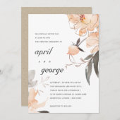 テラコッタ ラスト 水彩 フラワー ウェディング 招待状 (正面/裏面)