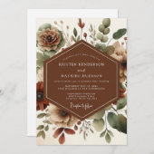 テラコッタ リュスティック メドウ ウェディング 招待状 (正面/裏面)