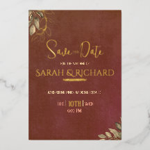 テラコッタ レッド ボヘミアン ベルベット 結婚式 Save the Date