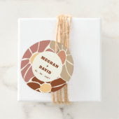 テラコッタ レトロ グルーヴィー ボヘミアンチック フラワー ウェディング フェイバータグ (インサイチュ)