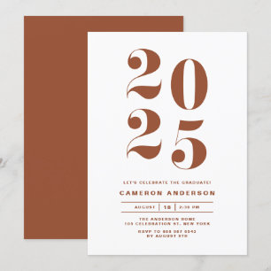 テラコッタ レトロ ボールド タイポグラフィー 2025 卒業式 招待状