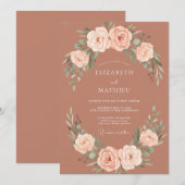 テラコッタ ロマンティックな秋の結婚式 招待状 (正面/裏面)