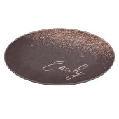 テラコッタ ローズゴールド ブラッシュピンク グリッター モノグラム カッティングボード (角)