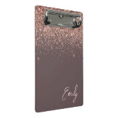 テラコッタ ローズゴールド ブラッシュピンク グリッター モノグラム ミニクリップボード (アングル)