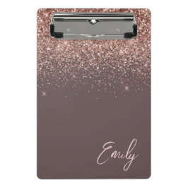 テラコッタ ローズゴールド ブラッシュ ピンク グリッター モノグラム ミニクリップボード