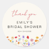 テラコッタ ワイルドフラワー サンクス ブライダルシャワー ラウンドシール (正面)