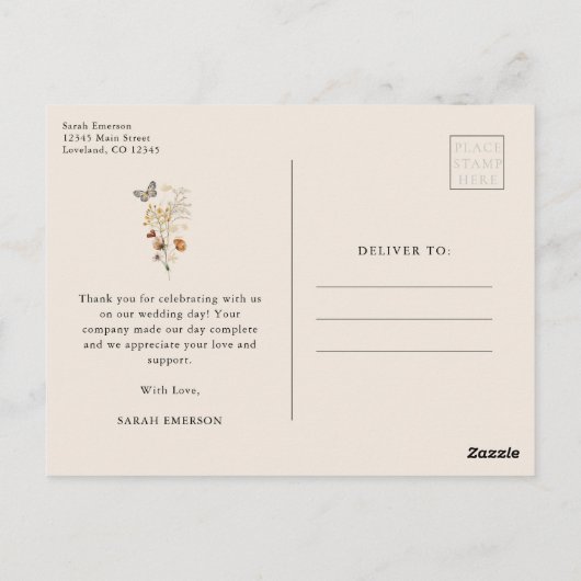 テラコッタ ワイルドフラワー サンクス ポストカード (裏面)