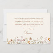 テラコッタ ワイルドフラワー ブライズシャワー サンキューカード (裏面)