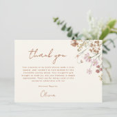テラコッタ ワイルドフラワー ブライダルシャワー 感謝カード (スタンド正面)