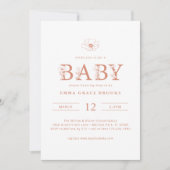 テラコッタ ワイルドフラワー ベイビーシャワー オールインワン 招待状 (正面)