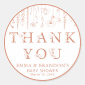 テラコッタ ワイルドフラワー ベビーシャワー 感謝 ラウンドシール (正面)