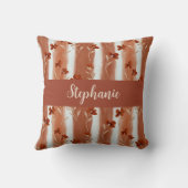 テラコッタ ワイルドフラワー モノグラム 名前 ボヘミアン クッション (裏面)