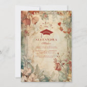 テラコッタ ワイルドフラワー 卒業パーティー 招待状 (正面)