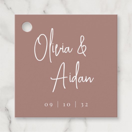 テラコッタ |手書モダンきスクリプ結婚ト フェイバータグ (正面)