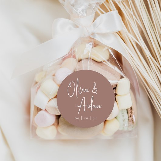 テラコッタ |手書モダンきスクリプ結婚ト ラウンドシール