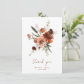 テラコッタ 水彩 フラワー ウェディング サンクス サンキューカード (スタンド正面)