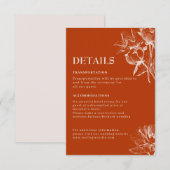 テラコッタ 焼きオレンジの秋のウェディング詳細 エンクロージャーカード (正面/裏面)