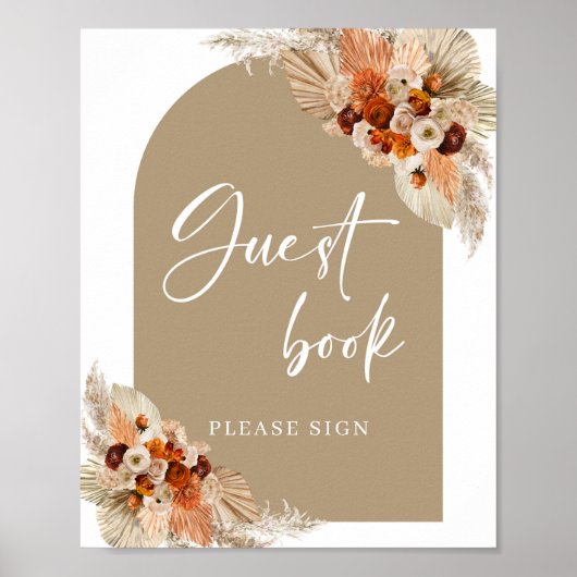 テラコッタ 焼き橙色 ワインレッド ベージュの色調の ゲストブック (正面)