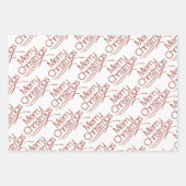 テラコッタ、白いクリスマスタイポグラフィとドット ラッピングペーパーシート (正面3)