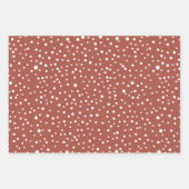 テラコッタ、白いクリスマスタイポグラフィとドット ラッピングペーパーシート (正面2)