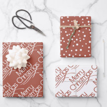 テラコッタ、白いクリスマスタイポグラフィとドット