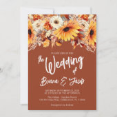 テラコッタ 秋の花の結婚式 招待状 (正面)