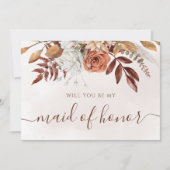 テラコッタ 秋の落ち葉 メイドオブオナー プロポーズ 招待状 (正面)