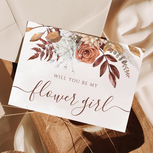 テラコッタ 秋の落ち葉 花嫁 プロポーズ 招待状