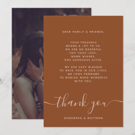 テラコッタ 結婚式 フォト ありがとうカード サンキューカード